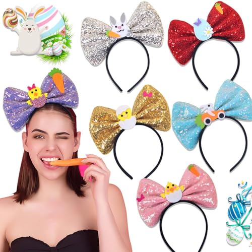 WOGXN Ostern-Stirnband,Ostern-Stirnband-Schleife - 6X süße Küken-Ei-Schleifen-Kopfbedeckung Haarreifen - Haarschmuck, Osterdekoration, Kopfschmuck für Damen, Mädchen, Kinder WOGXN Ostern-Stirnband,Ostern-Stirnband-Schleife - 6X süße Küken-Ei-Schleifen-Kopfbedeckung Haarreifen - Haarschmuck, Osterdekoration, Kopfschmuck für Damen, Mädchen, Kinder von WOGXN