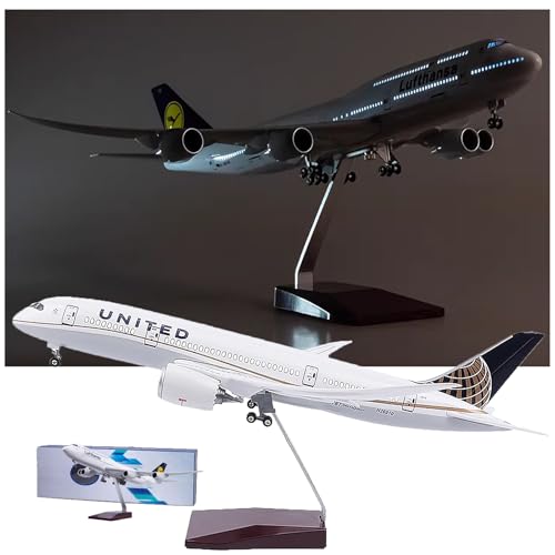 1:130 18,5-Zoll-Flugzeugmodell der United Airlines United Boeing B787, Simulation eines Passagierflugzeugs der Zivilluftfahrt, hohl, beleuchtet, Modellflugzeug mit Rädern, Sammlung, Modell, Geschenkau 1:130 18,5-Zoll-Flugzeugmodell der United Airlines United Boeing B787, Simulation eines Passagierflugzeugs der Zivilluftfahrt, hohl, beleuchtet, Modellflugzeug mit Rädern, Sammlung, Modell, Geschenkau von WOGYOZKA