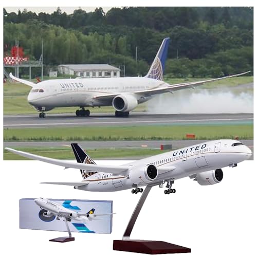 1:130 18,5-Zoll-Flugzeugmodell der United Airlines United Boeing B787, Simulation eines Passagierflugzeugs der Zivilluftfahrt, hohl, beleuchtet, Modellflugzeug mit Rädern, Sammlung, Modell, Geschenkau von WOGYOZKA