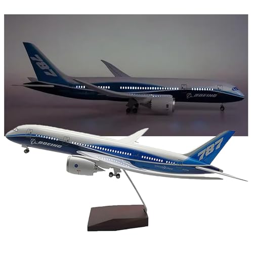 Boeing 787-Prototyp mit Rädern und Lichtern, Simulationsflugzeugmodell, 18,5-Zoll-Flugzeug, United Airlines-Flugzeugmodelle, Druckgussflugzeuge, Zivilluftfahrt-Flugzeugmodell, Luftfahrtgeschenk(Led) von WOGYOZKA