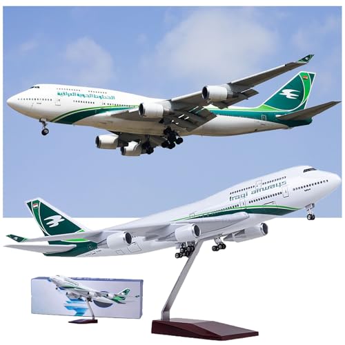 Flugzeug Boeing B747-400 Irakische Fluggesellschaft Flugzeugmodell Flugzeugsimulation des 747 Zivilluftfahrtflugzeugs Maßstab 1/150 18,5 Zoll Fluggesellschaftsmodell Ornament Harzmodell for die Sammlu von WOGYOZKA