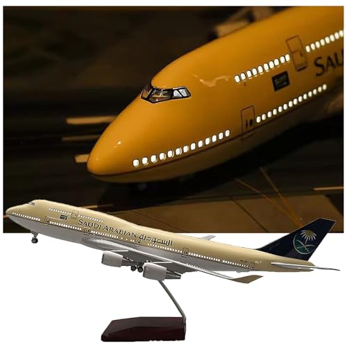Saudi-Arabien B747-400 Simulationsverhältnis 1:150 18,5 Zoll Air Arabia Zivilluftfahrt-Flugzeugmodell Ziviles Militärmodell Verkehrsflugzeug-Fahrwerk Beleuchtung Verkehrsflugzeug-Flugzeugmodell(Light) von WOGYOZKA