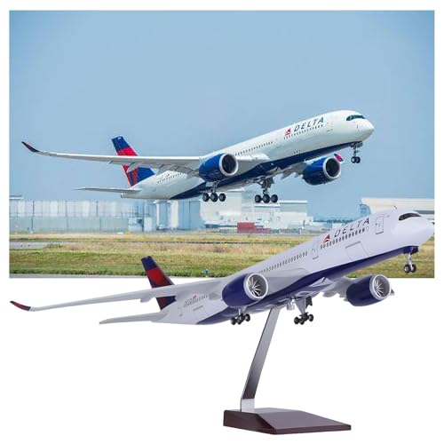 WOGYOZKA 1:150 47 cm American Delta Air Lines Flugzeugmodell Zivilluftfahrt Simulation ABS Harz Statische Passagierflugzeug Ornamente B747 Passagier A330 A350 (Normal, A350) von WOGYOZKA