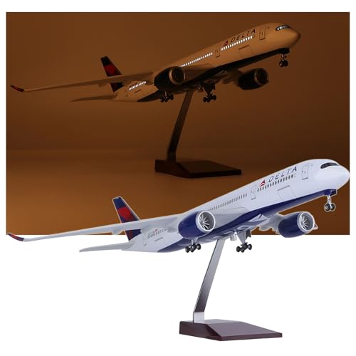 WOGYOZKA 1:150 47 cm American Delta Air Lines Flugzeugmodell Zivilluftfahrt Simulation ABS Harz Statische Passagierflugzeug Ornamente B747 Passagier A330 A350 (verbessert, A350) von WOGYOZKA