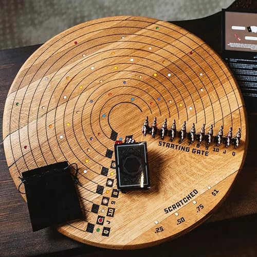 WOGYOZKA Pferderennen-Brettspiel Mit 11 Luxuriösen Tragbaren Metallrennen Aus Holz, Faltbares Pferderennen-Spiel for Die Nachtparty Mit Familie Und Freunden(45cm) von WOGYOZKA