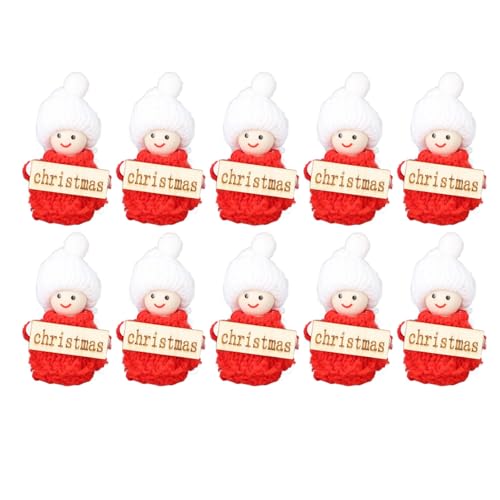 10pcs Mini Weihnachtspuppen, 10pcs Dollhouse -Figuren Doll Set mit hölzernen Baumwollminiaturpuppen für DIY -Szenen, Fotografie -Requisiten von WOHPNLE