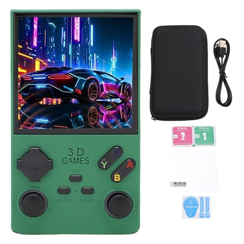 256 g 4,0 -Zoll -Retro -Spielkonsole, Handheld -Spielekonsole mit vorinstallierten Spielen 720x720 Bildschirm Open Source -System 4000 -mAh Batterie tragbarer Spieler rot (Dark Green) von WOHPNLE