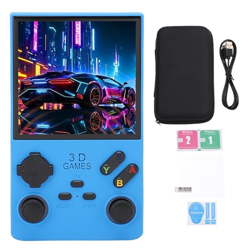 256 g 4,0 -Zoll -Retro -Spielkonsole, Handheld -Spielekonsole mit vorinstallierten Spielen 720x720 Bildschirm Open Source -System 4000 -mAh Batterie tragbarer Spieler rot (Ocean Blue) von WOHPNLE