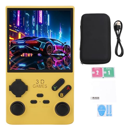 256 g 4,0 -Zoll -Retro -Spielkonsole, Handheld -Spielekonsole mit vorinstallierten Spielen 720x720 Bildschirm Open Source -System 4000 -mAh Batterie tragbarer Spieler rot (Yellow) von WOHPNLE