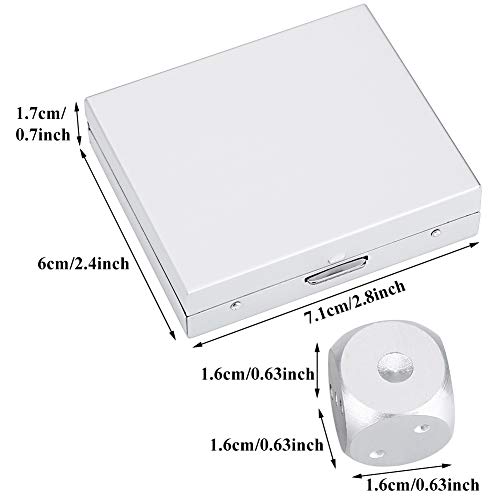 5-teiliges Würfelset, Spielwürfel Mit Würfelaufbewahrungsbox, Würfel, 6-seitige Würfel aus Aluminiumlegierung, 6-seitiges Würfelset, Langlebiges Kleines Würfelset Für Tischspiele(Square Box-Silber) von WOHPNLE