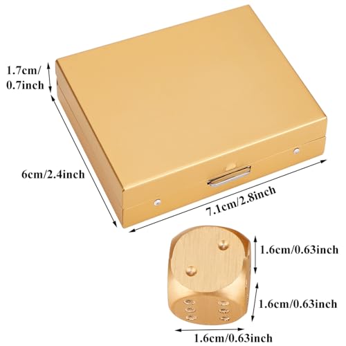 5-teiliges Würfelset, Spielwürfel Mit Würfelaufbewahrungsbox, Würfel, 6-seitige Würfel aus Aluminiumlegierung, 6-seitiges Würfelset, Langlebiges Kleines Würfelset Für Tischspiele(Square Box-Gold) von WOHPNLE