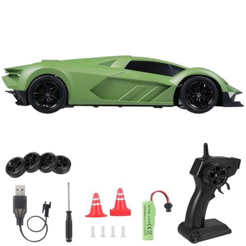 Fernbedienungsauto, 2,4 GHz 1:20 Skala 4WD -Rennspielzeug mit LED -Leuchten Drifting Reifen, wiederaufladbares Modellfahrzeug für Kinder Jungen Mädchen (Schwarz 1 Batterie) (Schwarze 2 Batterien) von WOHPNLE