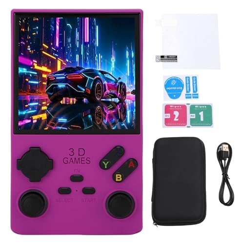 Handheld -Spielekonsole, 4 Zoll tragbare Retro -Gaming -Konsole mit 256 GB Speicher, 8W -Lautsprecher, 720x720 Bildschirm, 4000 -mAh - für tragbare Spaß (Lila) von WOHPNLE