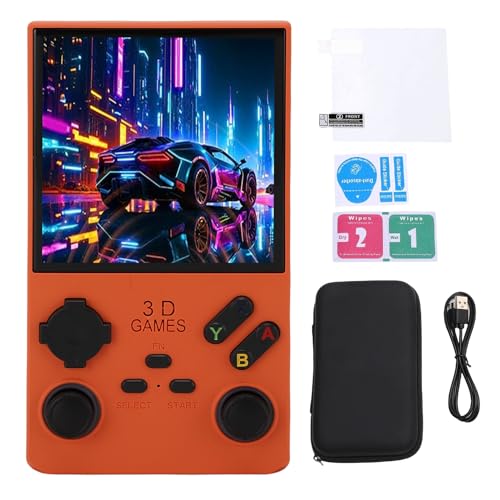Handheld -Spielekonsole, 4 Zoll tragbare Retro -Gaming -Konsole mit 256 GB Speicher, 8W -Lautsprecher, 720x720 Bildschirm, 4000 -mAh - für tragbare Spaß (Orange) von WOHPNLE