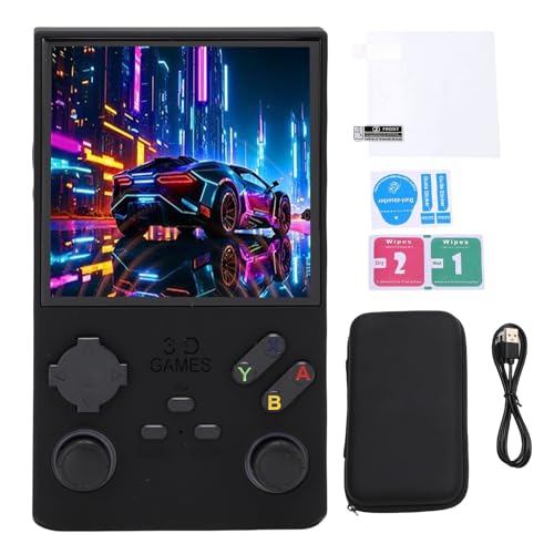 Handheld -Spielekonsole, 4 Zoll tragbare Retro -Gaming -Konsole mit 256 GB Speicher, 8W -Lautsprecher, 720x720 Bildschirm, 4000 -mAh - für tragbare Spaß (Schwarz) von WOHPNLE