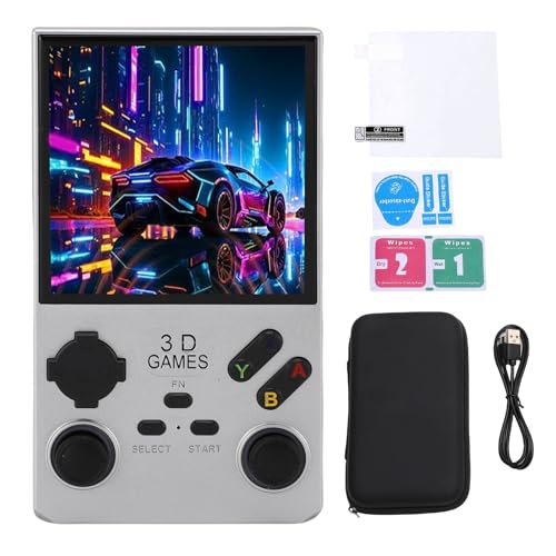 Handheld -Spielekonsole, 4 Zoll tragbare Retro -Gaming -Konsole mit 256 GB Speicher, 8W -Lautsprecher, 720x720 Bildschirm, 4000 -mAh - für tragbare Spaß (Silber) von WOHPNLE