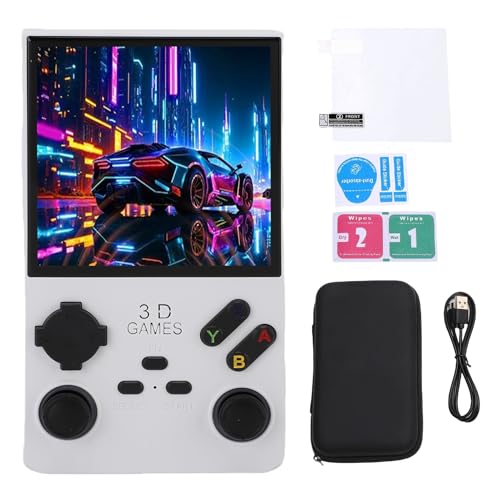 Handheld -Spielekonsole, 4 Zoll tragbare Retro -Gaming -Konsole mit 256 GB Speicher, 8W -Lautsprecher, 720x720 Bildschirm, 4000 -mAh - für tragbare Spaß (Weiß) von WOHPNLE