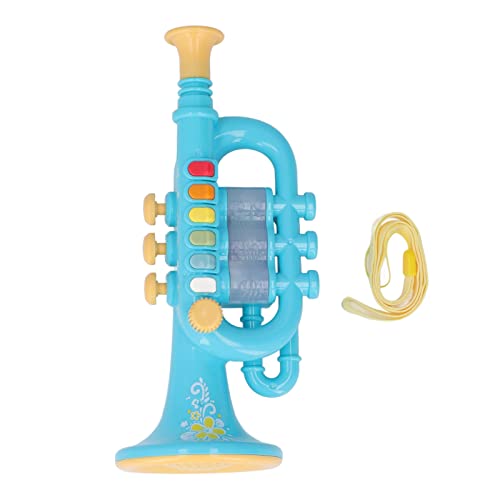 Horn -Spielzeugsimulationsdesign, interaktiver Musik Spielen Horn Spielzeug Dynamic Lighting Effect Musical Instrument mit Lanyard für Kinder über 3 Jahre alt (Azul) von WOHPNLE