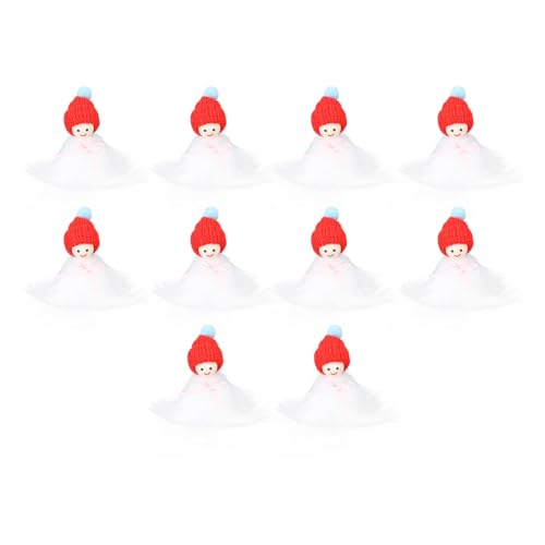 Mini -Puppen, 10pcs Dollhouse -Figuren Weihnachtspuppen -Set mit hölzernen Baumwoll -Miniaturpuppen für DIY -Szenen, Fotografie -Requisiten, Geschenke von WOHPNLE