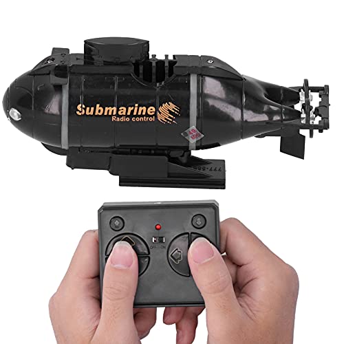 6-Kanal-Fernsteuerboot, Wasserdichtes Mini Elektrisches U-Boot-Spielzeug, Simulation Fernbedienung mit LED-Leuchten und Doppelmotorantrieb, Elektro-Tauchboot für Kinder und Erwachsene (Schwarz) von WOHPNLE