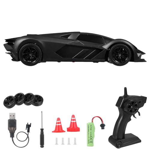 WOHPNLE Fernbedienungsauto, 2,4 GHz 1:20 Skala 4WD -Rennspielzeug mit LED -Leuchten Drifting Reifen, wiederaufladbares Modellfahrzeug für Kinder Jungen Mädchen (Schwarz 1 Batterie) von WOHPNLE