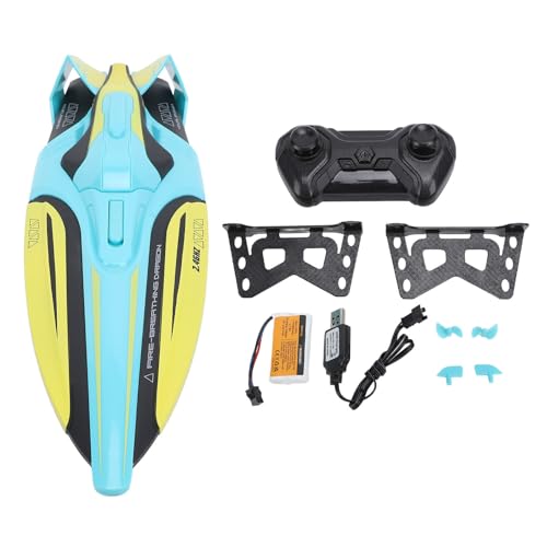 WOHPNLE Ferngesteuertes Boot mit LED-Leuchten, 2,4 GHz Hochgeschwindigkeits-Doppelmotor, Doppelpropeller, wasserbeständiges 800-mAh-RC-Boot für Spielzeug WOHPNLE Ferngesteuertes Boot mit LED-Leuchten, 2,4 GHz Hochgeschwindigkeits-Doppelmotor, Doppelpropeller, wasserbeständiges 800-mAh-RC-Boot für Spielzeug von WOHPNLE