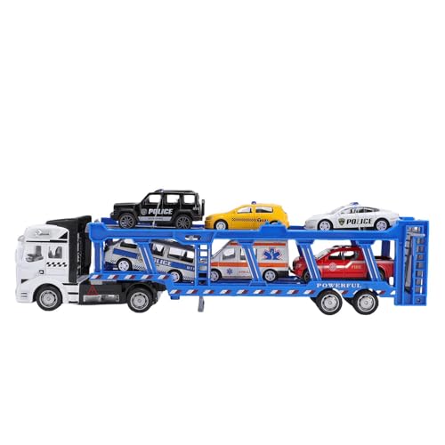 WOHPNLE Legierungstechnik Transportfahrzeug Spielzeug, 2-lagerer LKW mit 6 Rettungswagen für Kinder, langlebiges Bildungsbauspiel für Indoor-Outdoor-Spiele von WOHPNLE
