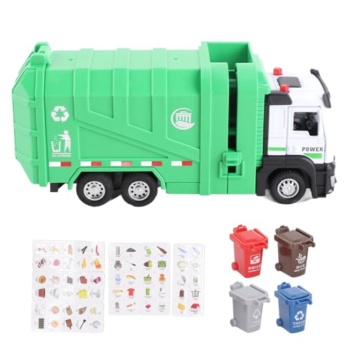 WOHPNLE Müllwagenspielzeug, realistische Müllwagenspielzeug mit Lichtern und Mülldosen Recycling -Sanitär -LKW -Spielzeug für Kinder, interaktives Bildungs von WOHPNLE