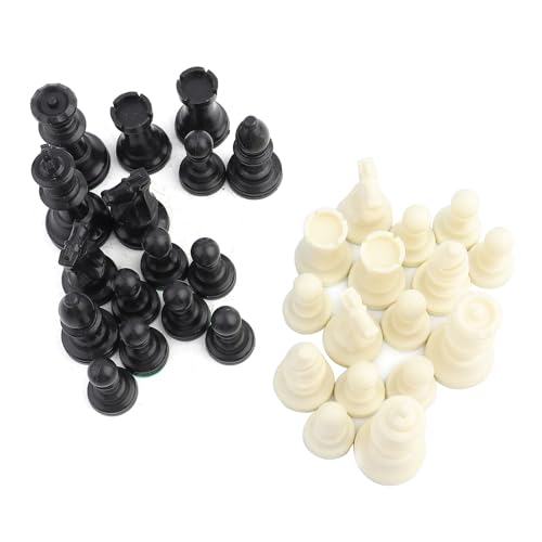 WOHPNLE Nur Schachfiguren, 32 Stück Kunststoff-Schachfiguren Weiß Schwarz Ersatz-Schachfiguren Langlebiges Schachfiguren-Set Tragbares Schachfiguren-Set(L) von WOHPNLE