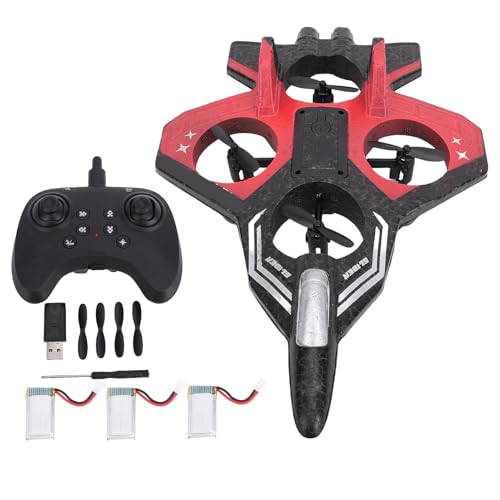 WOHPNLE RC -Flugzeug mit 4 Motorschub, 3 Geschwindigkeiten Fernbedienungsebene 360 ° Stunt RC -Ebene mit Licht und wiederaufladbarem Akku für Anfänger (3 Batterien) von WOHPNLE