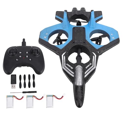 WOHPNLE RC -Flugzeug mit 4 Motorschub, 3 Geschwindigkeiten Fernbedienungsebene 360 ° Stunt RC -Ebene mit Licht und wiederaufladbarem Akku für Anfänger (3 Batterien) von WOHPNLE