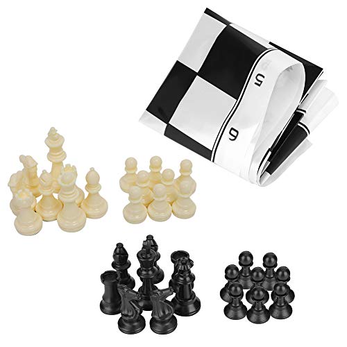 WOHPNLE Tragbares Schach-Plastik-Internationales Schachbrett-Set, Internationales Schach-Mittelalter-Unterhaltungsbrettspiel-Set Schwarz Weiß von WOHPNLE