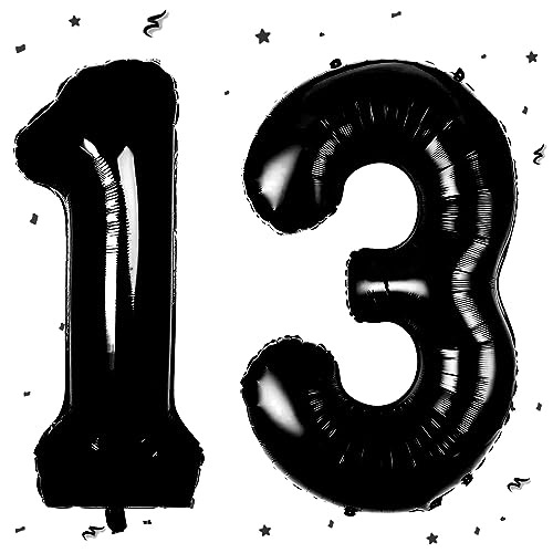 Luftballon 13. Geburtstag Schwarz, XXL Riesen Schwarz Folienballon 13 31 für Frauen,40"Luftballon 13. Geburtstag,Zahlen 1 und 3 Folienballon für 13 Jahre Geburtstagsdeko Jubiläum Party Dekoration von WOIRROIP