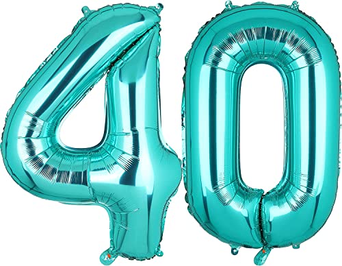 Luftballon 40.Geburtstag Smaragdgrün,XXL Riesen Smaragdgrün Folienballon 40 für Frauen,40"Luftballon 40. Geburtstag,Zahlen 4 und 0 Folienballon für 40 Jahre Geburtstagsdeko Jubiläum Party Dekoration von WOIRROIP