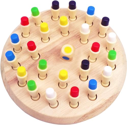 WOIRROIP Wooden Memory Chess,Montessori Spielzeug ab 3 Jahre,Memory Schach Holz Kinder Verbessert das Gedächtnis und die Farbwahrnehmung,Gedächtnisspiele Geschenke ab 3 4 5 6Jahre von WOIRROIP