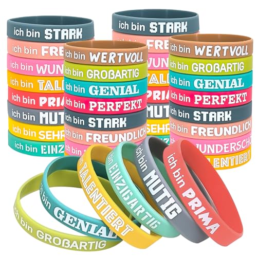 WOKICOR 36 Stück Motivationsarmbänder auf Deutsch Inspirierende Silikon Armbänder Sprüchen Motivierendes Silikonarmband Mutmacher Geschenke für Kinder Teenager Schüler Kollege WOKICOR 36 Stück Motivationsarmbänder auf Deutsch Inspirierende Silikon Armbänder Sprüchen Motivierendes Silikonarmband Mutmacher Geschenke für Kinder Teenager Schüler Kollege von WOKICOR