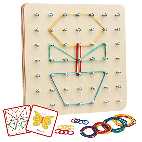 WOKICOR Geoboard Holz, Kreatives Holz Geoboard für Unzählige, Spannende Figuren mit Musterkarten und Latexbändern, Montessori Spielzeug ab 2 3 4 Jahre für Kinder Geschenk Jungen Mädchen WOKICOR Geoboard Holz, Kreatives Holz Geoboard für Unzählige, Spannende Figuren mit Musterkarten und Latexbändern, Montessori Spielzeug ab 2 3 4 Jahre für Kinder Geschenk Jungen Mädchen von WOKICOR