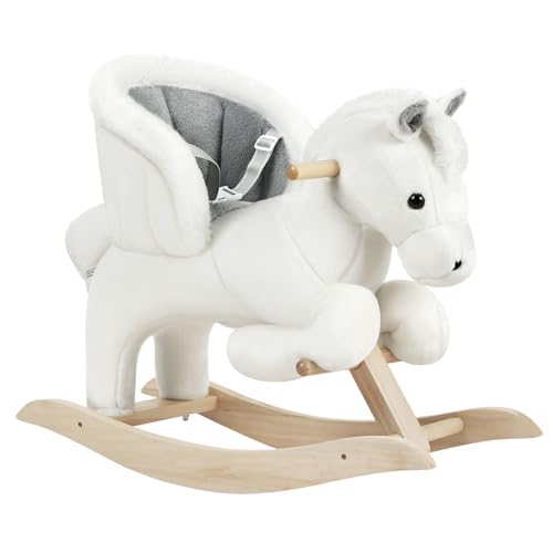 WOLTU Schaukelpferd Schaukeltier Baby Spielzeug mit Tiergeräuschen und Haltegriffen für 18-36 Monaten, Plüsch, PP-Baumwolle, Weiß+Grau WOLTU Schaukelpferd Schaukeltier Baby Spielzeug mit Tiergeräuschen und Haltegriffen für 18-36 Monaten, Plüsch, PP-Baumwolle, Weiß+Grau von WOLTU
