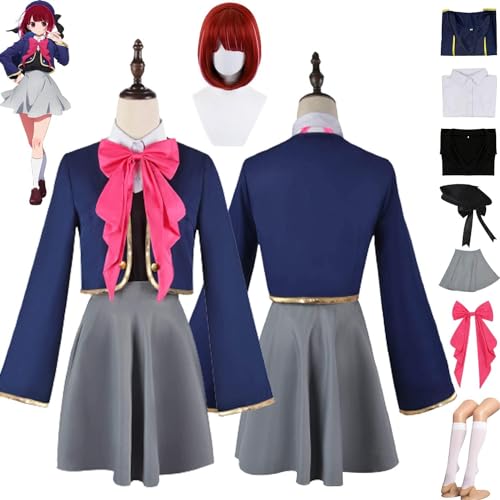 WOLWES Anime Oshi No Ko Arima Kana Cosplay Kostüm Outfit JK Schuluniform Kleider Perücke Hut Full Set Halloween Karneval Party Dress Up Anzug von WOLWES