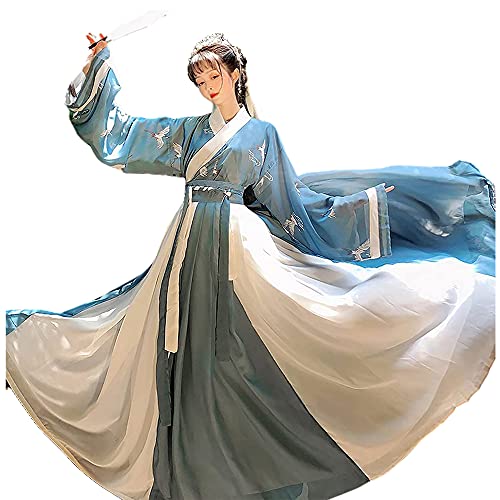 WOLWES Chinesisches Hanfu-Kleid für Damen und Herren, altes chinesisches traditionelles Kostüm, Hanfu-Kleid, Kostüm, Cosplay-Kostüm, Anzug für Bühnenshows, Cosplay, Halloween-Party von WOLWES