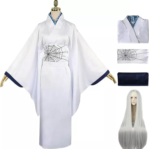 WOLWES Damen Dämonentöter-Cosplay-Kostüm mit Perücke, Spinnen-Rui-Kimono-Outfit, Ruis-Schwester, Anzug, Halloween-Party, Strickjacken-Robe von WOLWES