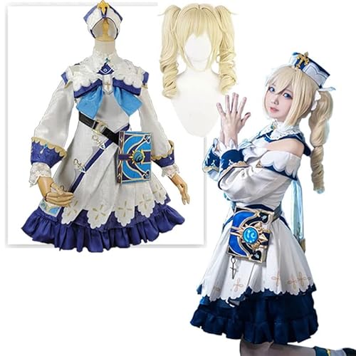 WOLWES Genshin Impact Cosplay Barbara Cosplay Anime Spiel Uniform Genshin Barbara Gunnhildr Kostüm Perücke Halloween Party Erwachsene Mädchen von WOLWES