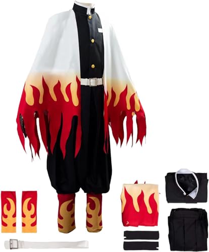 WOLWES Rengoku Kyoujurou Cosplay Outfits Uniform Set Mantel Kostüm Herren Halloween Bademantel Unisex Kostüm von WOLWES