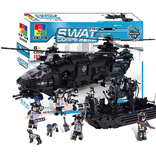 WOMA C0550A Swat Hawk Hubschrauber, 1251 Teile, Lernbausatz für Kinder Set von WOMA