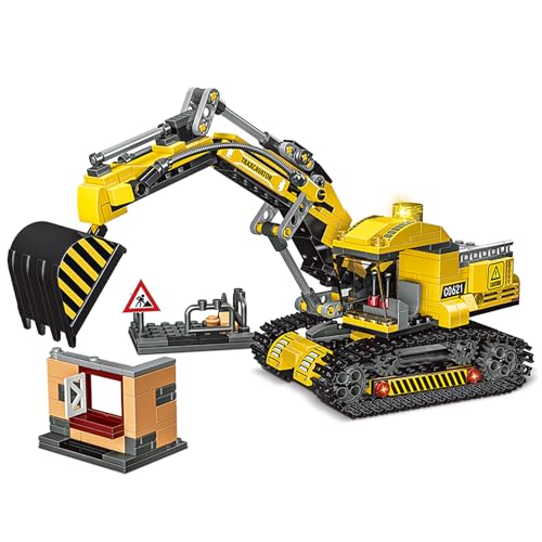 WOMA C0621A City Builder Raupenbagger, 2-in-1-Baustein-Set für Kinder ab 6 Jahren von WOMA
