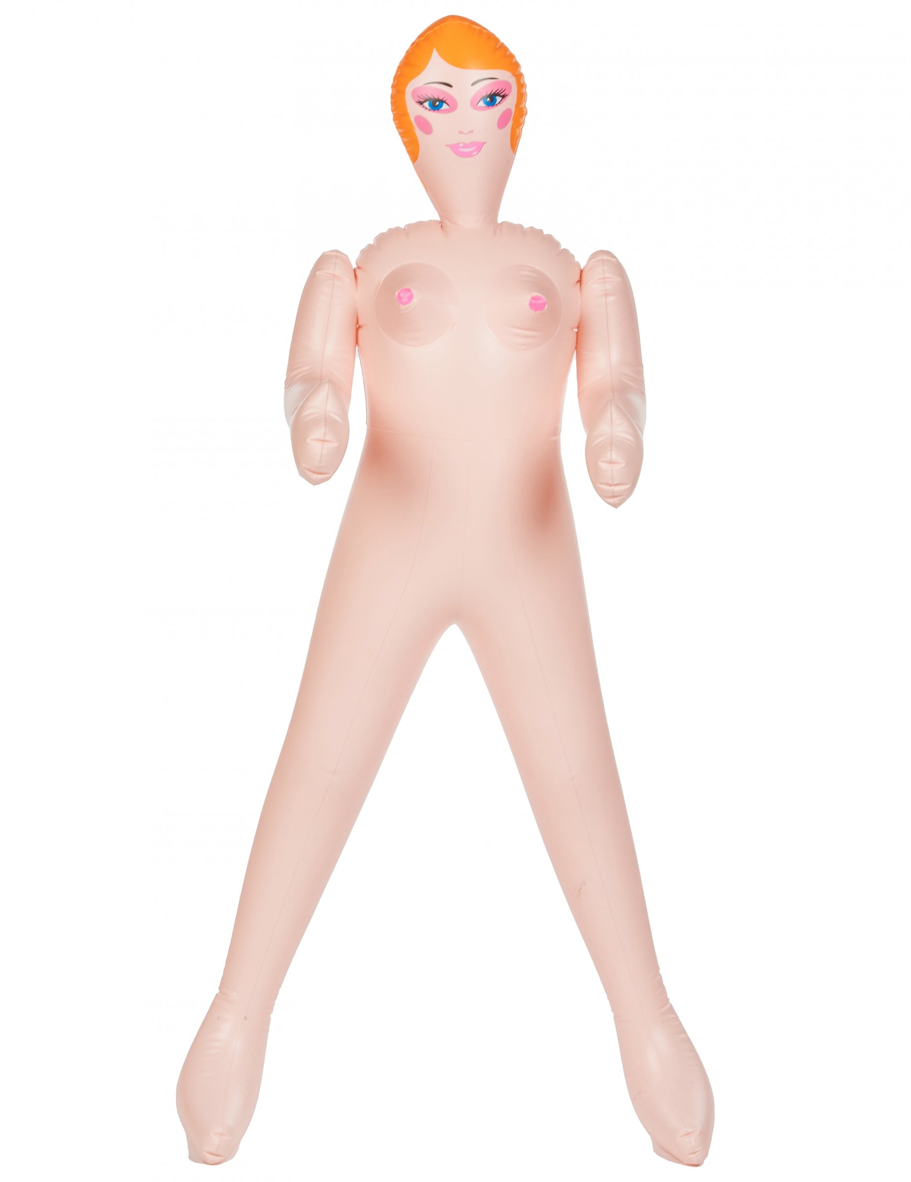 Aufblasbare Gummipuppe Frau JGA Scherzartikel beige 150cm von KARNEVAL-MEGASTORE