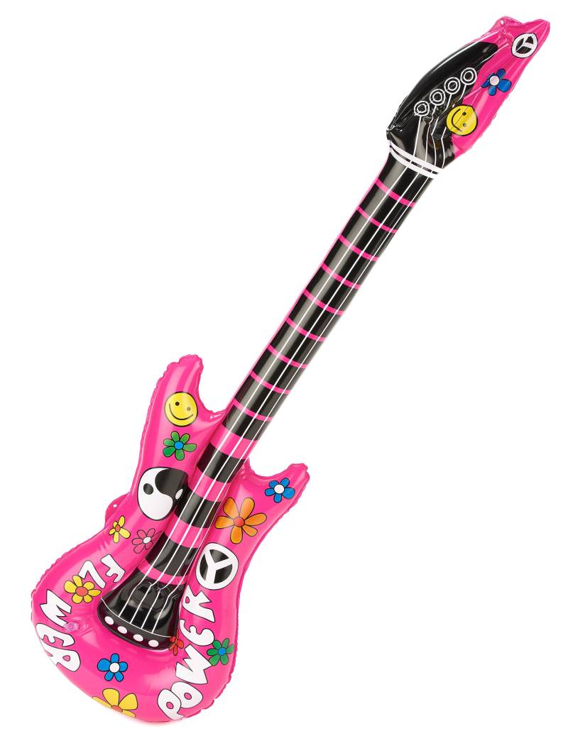Aufblasbare Hippie-Gitarre pink-bunt von KARNEVAL-MEGASTORE