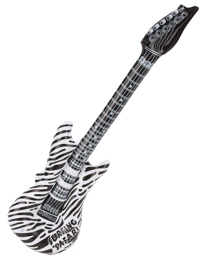 Aufblasbare Rock-Gitarre schwarz-weiss von KARNEVAL-MEGASTORE