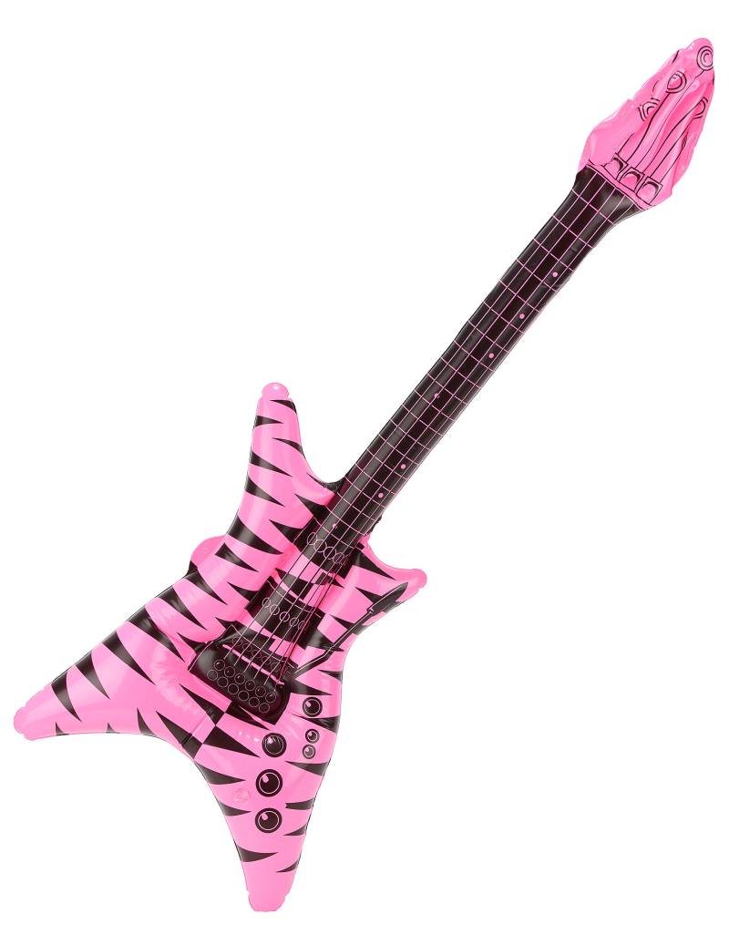 Aufblasbare Rockgitarre für Erwachsene schwarz-pink von KARNEVAL-MEGASTORE