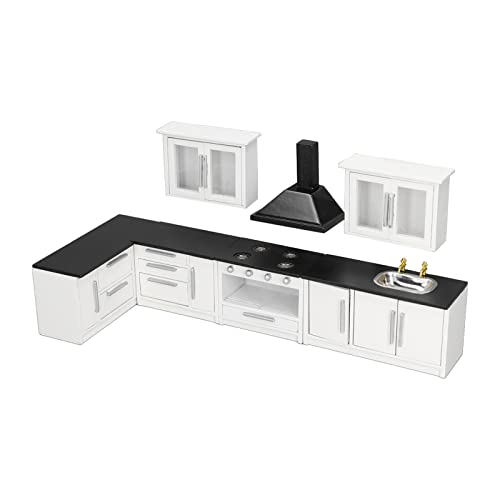 1:12 Mini Dollhouse Küchenschrank Simulation Leben Szene Puppenhaus Moderne Küchenset Birke von WONZHEC
